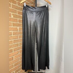 Melissa Paige Semi-sheer Metallic black wide-leg, pull-on pants - small